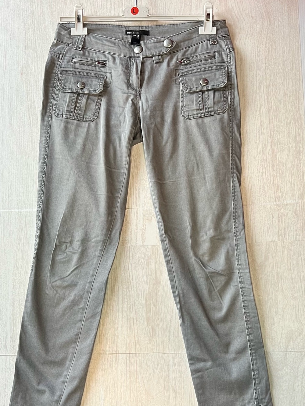 Mango Gray Skinny Cargo Jeans with Flap Pockets